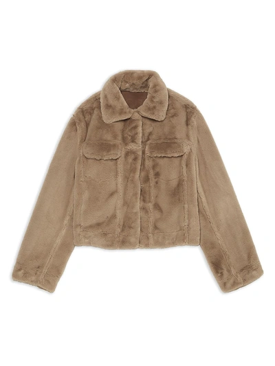 Shop Theory Women's Aspen Faux Fur Trucker Jacket In Camel