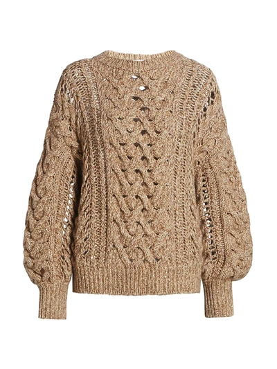 Shop Brunello Cucinelli Open Weave Cashmere & Wool-blend Knit Sweater In Sand