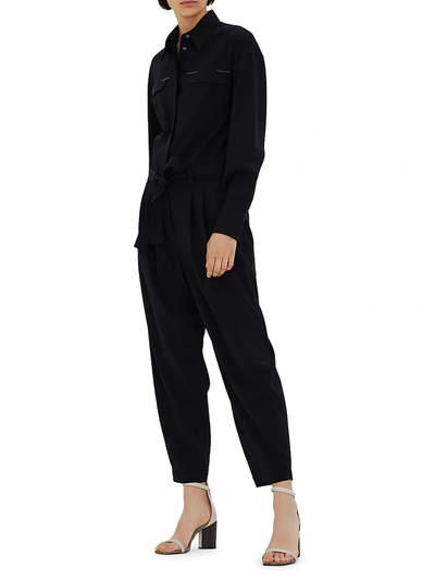 Shop Brunello Cucinelli Women's Wool Blend Belted Jumpsuit In Black