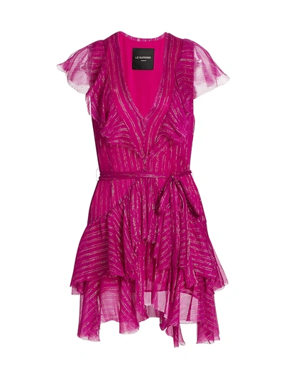 Shop Le Superbe Women's Flirt Metallic Stripe Mini Dress In Hot Rose