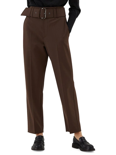 Shop Brunello Cucinelli Belted Straight-leg Trousers In Brown