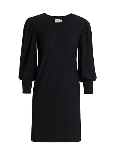 Shop Nation Ltd Loren Puff-sleeve Shift Dress In Black