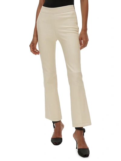 Shop Helmut Lang Women's Leather Straight-leg Pants In Winter White