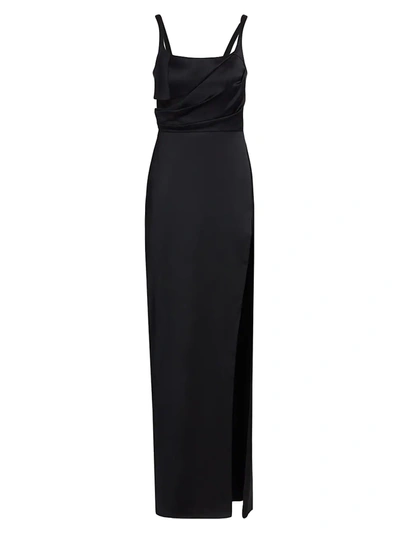 Shop Brandon Maxwell Women's Cutout Satin Crepe Gown In Black