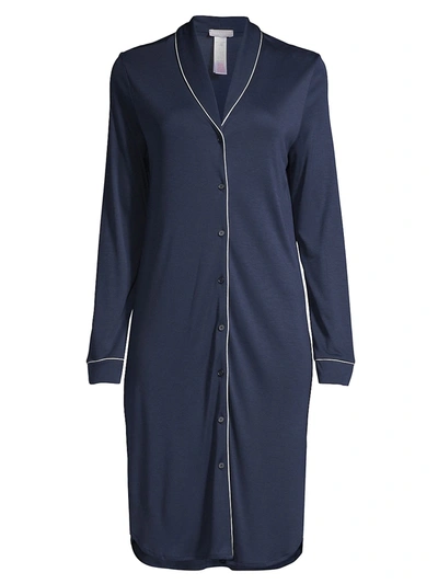 Shop Hanro Women's Natural Comfort Tailored Nightshirt In Deep Navy
