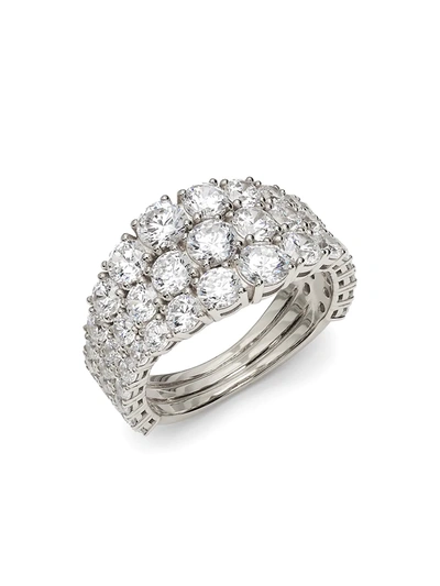 Shop Adriana Orsini Rockslide Plated Silver & Cubic Zirconia Ring In Rhodium