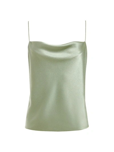 Shop Alice And Olivia Harmon Drapey Satin Camisole In Sage