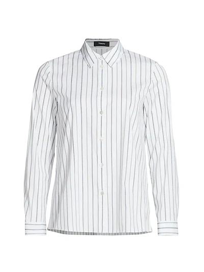 Shop Theory Trapeze Shirt In White Multi