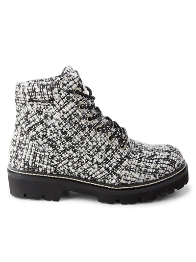 Shop Montelliana Claudine Tweed Leather Hiking Boots In Black