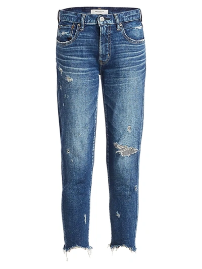 Shop Moussy Vintage Glendale Distressed Cropped Skinny Jeans In Blue