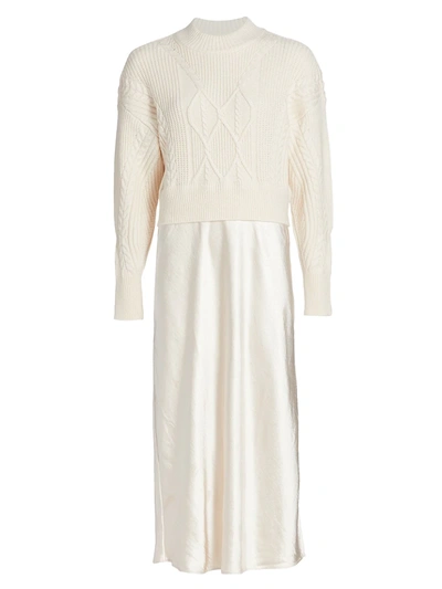 Shop Dh New York Combo Midi Sweater Dress In Winter White