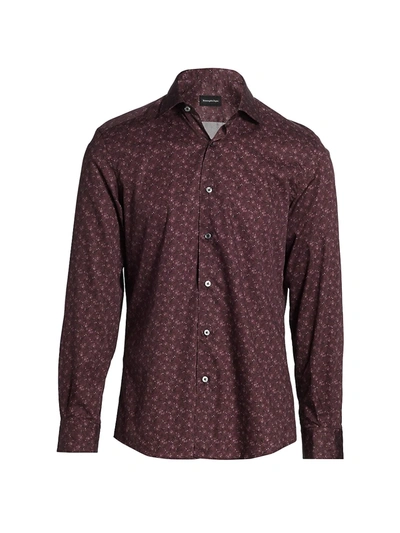 Shop Ermenegildo Zegna Floral Cotton Button-up Shirt In Purple