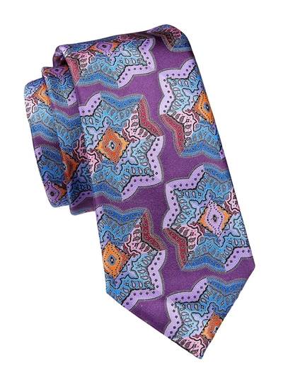 Shop Ermenegildo Zegna Quindici Medallion Silk Tie In Purple