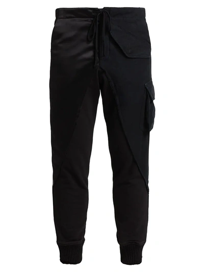 Shop Greg Lauren Men's Baker Satin Lounge Pants In Black
