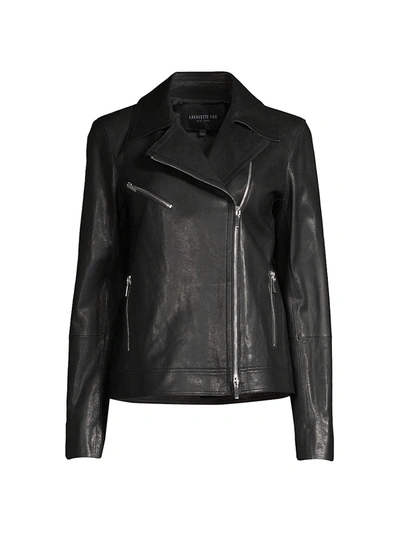 Shop Lafayette 148 Aisling Washed Italian Leather Moto Jacket In Black