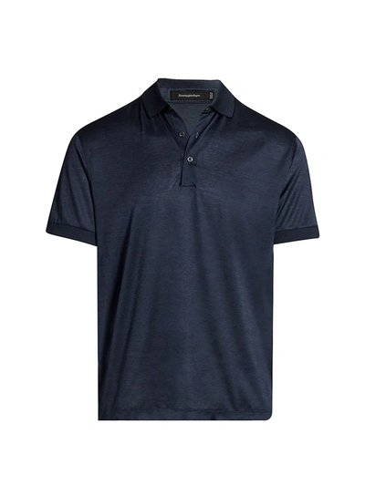 Shop Ermenegildo Zegna Cotton Polo T-shirt In Navy