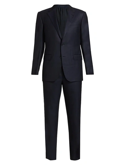 Shop Ermenegildo Zegna Tonal Stripe Wool Suit In Midnight Blue