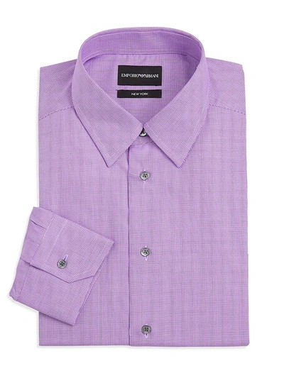 Shop Emporio Armani Mini Houndstooth Dress Shirt In Purple