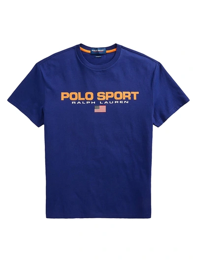 Shop Polo Ralph Lauren Men's Jersey Graphic Logo T-shirt In Fall Royal