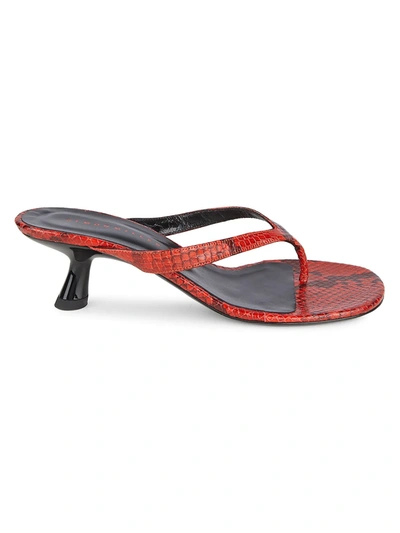 Shop Simon Miller Women's Beep Snakeskin-embossed Leather Thong Sandals In Tango Red