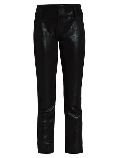 Shop Alice And Olivia Women's Stacey Vegan Leather Slim Cropped Pants In Black