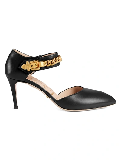 Shop Gucci Women's Sylvie Chain Pumps In Nero