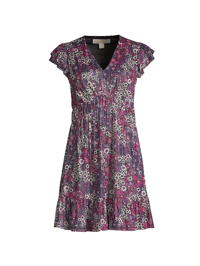 Shop Michael Michael Kors Zinnia Ruched Mini Dress In Azalea