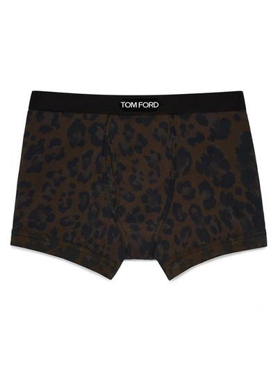 Shop Tom Ford Leopard Boxer Briefs In Dark Brown