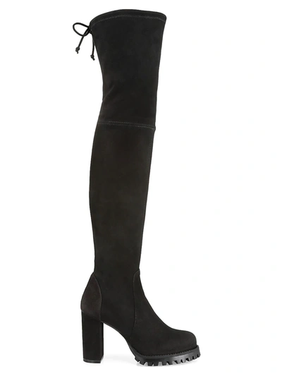 Shop Stuart Weitzman Women's Zoella Lug-sole Over-the-knee Suede Boots In Black