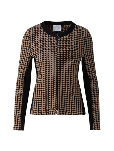 Shop Akris Punto Women's Houndstooth Jersey Zip-front Jacket In Black Tatami