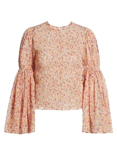 Shop Bytimo Women's Smocked Chiffon Blouse In Wildflowers