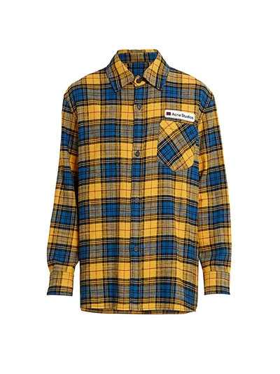 Shop Acne Studios Men's Salak Flannel Shirt In Yellow Black