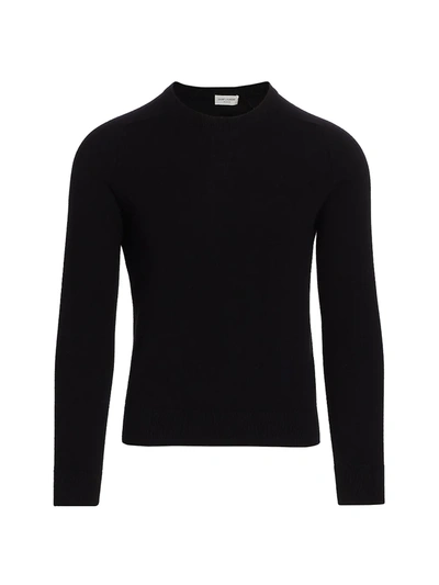 Shop Saint Laurent Men's Crewneck Cashmere Sweater In Noir