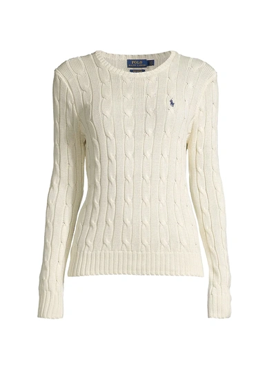 Shop Polo Ralph Lauren Julianna Cable Knit Sweater In Ivory