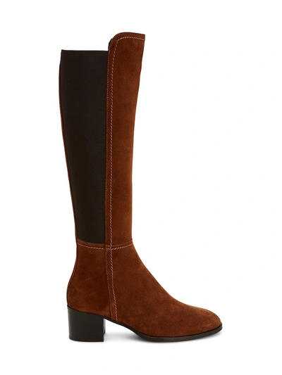 Shop Aquatalia Nova Knee-high Suede Boots In Chestnut