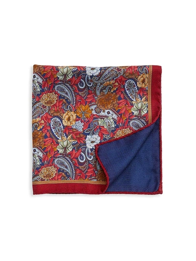 Shop Saks Fifth Avenue Men's Collection Wild Flower Silk Pocket Square In Red