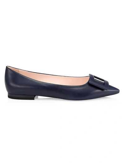 Shop Roger Vivier Women's Gommettine Ball Leather Flats In Navy