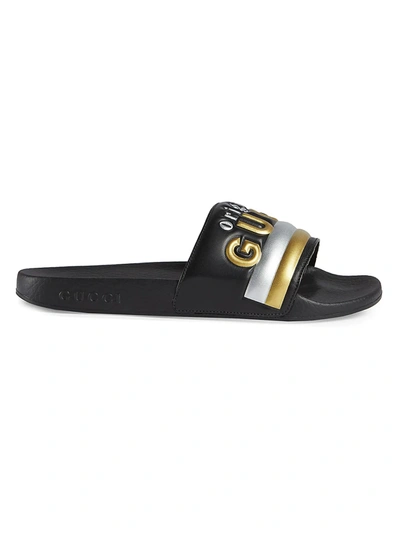 Shop Gucci Women's Pursuit Original Logo Slide Sandals In Nero