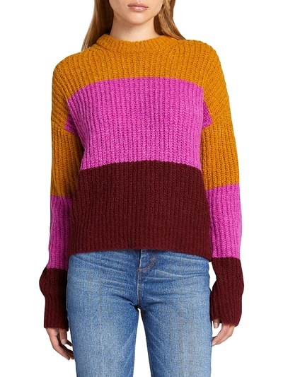 Shop A.l.c Robertson Colorblock Sweater In Miso Pink Moss Plum Wine