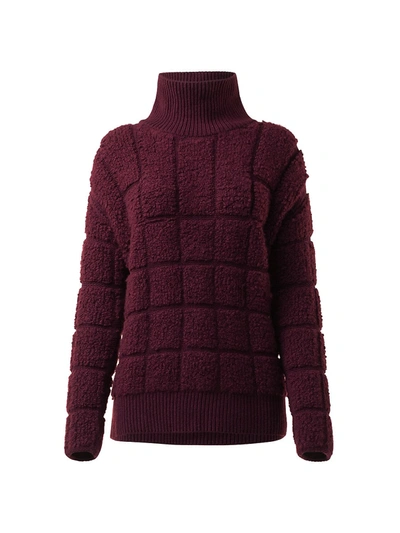 Shop Akris Textured Grid Cashmere & Silk Mockneck Sweater In Plum