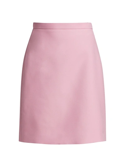 Shop Gucci Women's Cady Wool Silk Mini Skirt In Lilac Rose