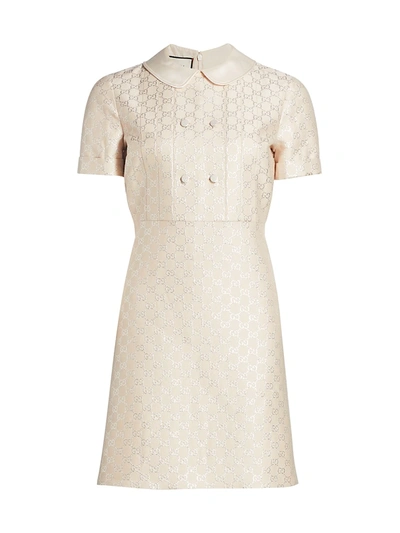 Shop Gucci Women's Light Gg Lamé Dress In Gardenia Silver