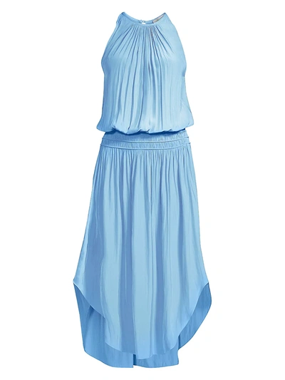 Shop Ramy Brook Audrey Blouson Midi Dress In Cloud Blue