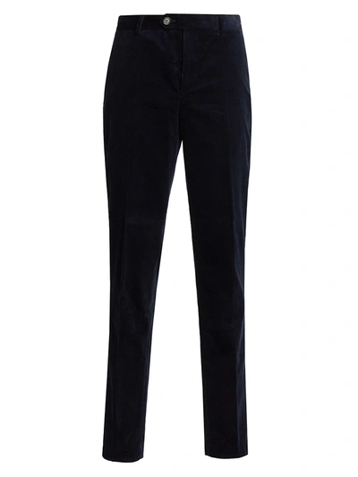 Shop Brunello Cucinelli Corduroy Flat-front Trousers In Navy