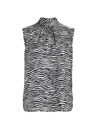 Shop Max Mara Adda Zebra-stripe Sleeveless Top In Ultramarine