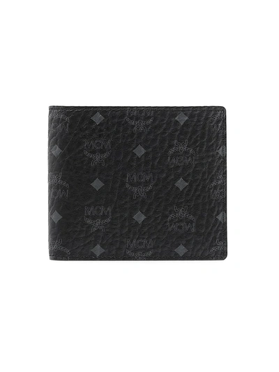 Shop Mcm Men's Small Visetos Original Flap Bi-fold Wallet In Black