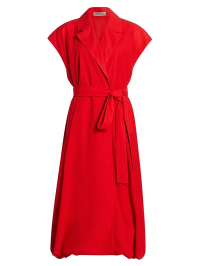 Shop Issey Miyake Women's Layered Wool Wrap Dress In Red