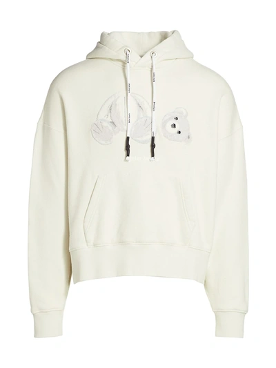 Shop Palm Angels Ice Bear Hoodie In Ice Blue White
