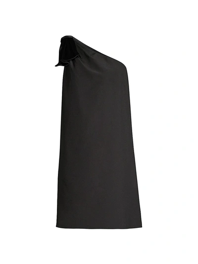 Shop Aidan Mattox One-shoulder Trapeze Dress In Black