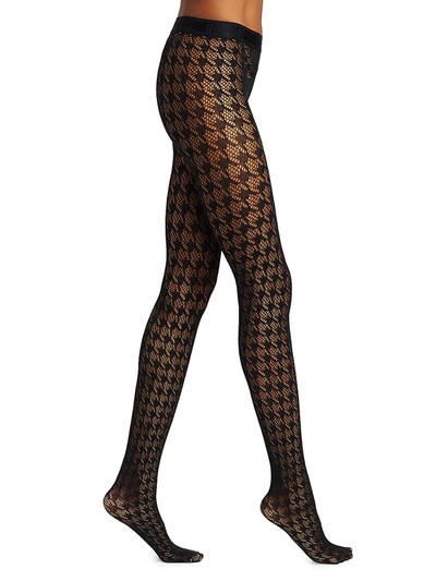 Shop Wolford Dylan Houndstooth Tights In Black